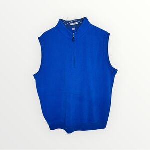 Peter Millar Golf Vest Men's Blue 1/4 Zip Pullover 100% Cotton MF16K35